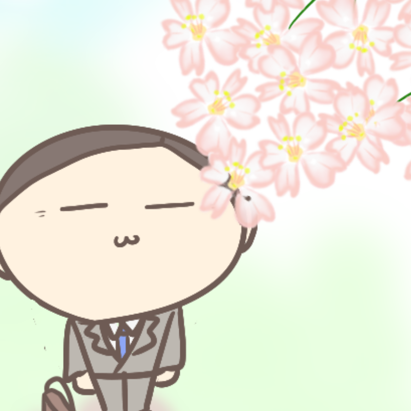 桜を見上げるサラリーマン